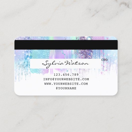 iriserende holografische moderne credit Kaart Visitekaartje (Achterkant)