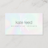 iriserende holografische monogram schoonheidssalon visitekaartje (Voorkant)