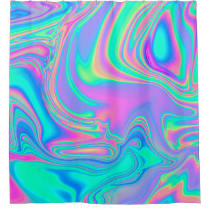Iriserende Holografische: Neon gemarmerde textuur Douchegordijn