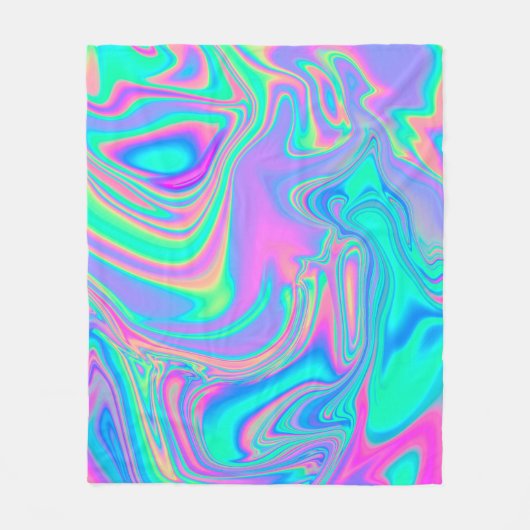 Iriserende Holografische: Neon gemarmerde textuur Fleece Deken (Voorkant)