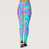 Iriserende Holografische: Neon gemarmerde textuur Leggings (Achterkant)
