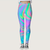 Iriserende Holografische: Neon gemarmerde textuur Leggings (Voorkant)