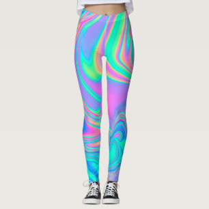 Iriserende Holografische: Neon gemarmerde textuur Leggings
