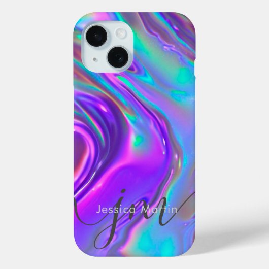 Iriserende Holografische Opal Rainbow Swirl Monogr Case-Mate iPhone Case (Achterkant)