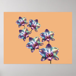 Iriserende holografische orchidee bloesems poster