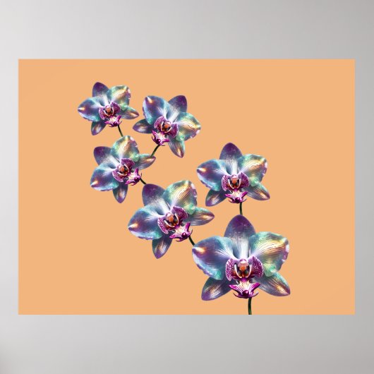 Iriserende holografische orchidee bloesems poster (Voorkant)
