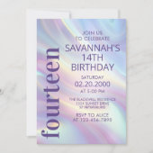 Iriserende Holografische Paarse Verjaardag Kaart (Voorkant)