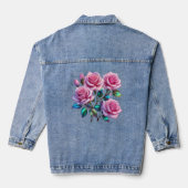 Iriserende holografische Rozen op stengels Denim Jacket (Achterkant)