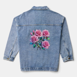 Iriserende holografische Rozen op stengels Denim Jacket