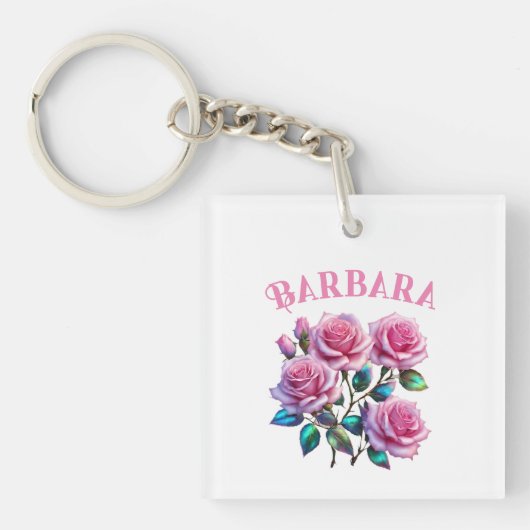 Iriserende holografische Rozen op stengels Sleutelhanger (voorkant)