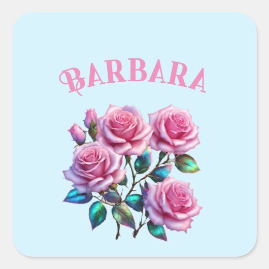 Iriserende holografische Rozen op stengels Vierkante Sticker (Voorkant)