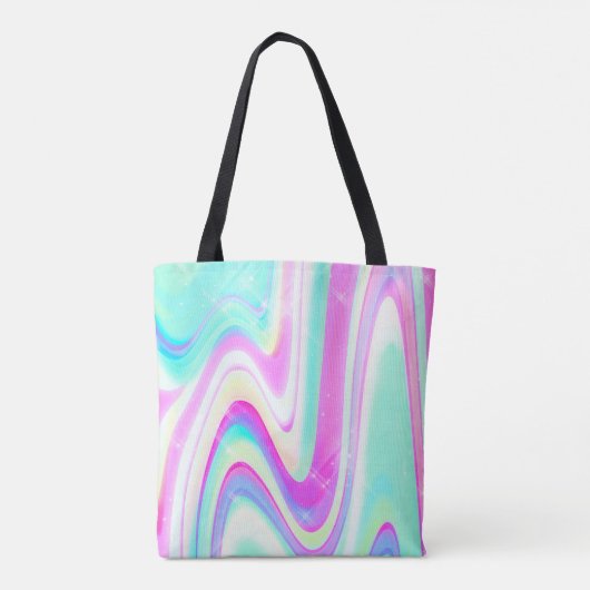 Iriserende holografische vloeibare werveling tote bag (Achterkant)