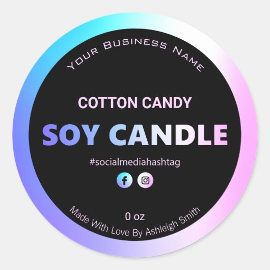 Iriserende katoenen Snoep gekleurde sojakaarsen Ronde Sticker (Voorkant)