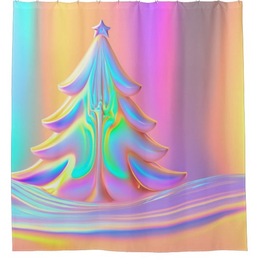 iriserende kerstboom douchegordijn (Voorkant)