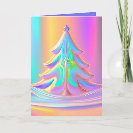 iriserende kerstboom feestdagen kaart (Voorkant)