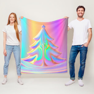 iriserende kerstboom fleece deken