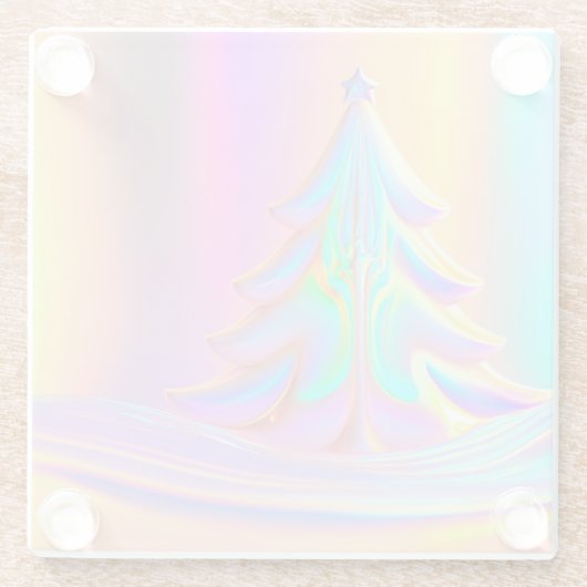 iriserende kerstboom glazen onderzetter (Achterkant)