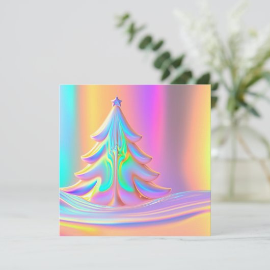 iriserende kerstboom kaart (Staand voorkant)