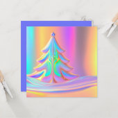 iriserende kerstboom kaart (Voorkant / Achterkant in situ)