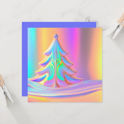 iriserende kerstboom kaart (Voorkant / Achterkant in situ)