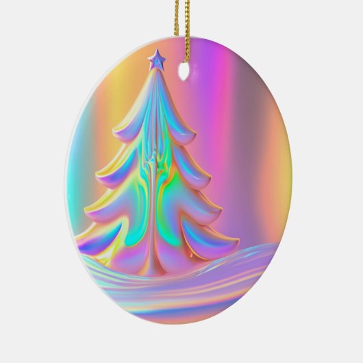 iriserende kerstboom keramisch ornament (Rechts)