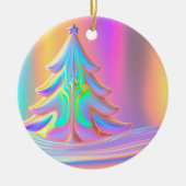 iriserende kerstboom keramisch ornament (Voorkant)