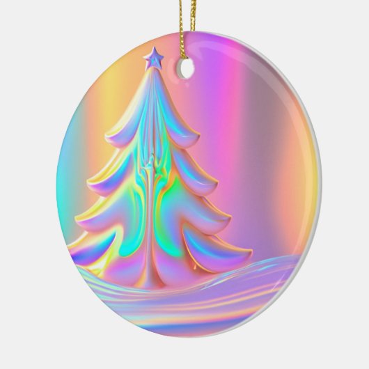 iriserende kerstboom keramisch ornament (Links)