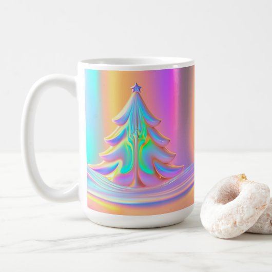 iriserende kerstboom koffiemok (Met donut)