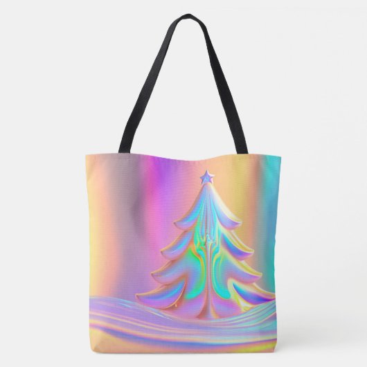 iriserende kerstboom tote bag (Achterkant)