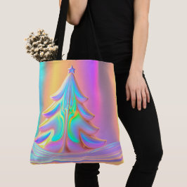 iriserende kerstboom tote bag
