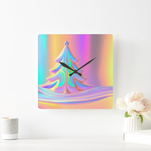 iriserende kerstboom vierkante klok (Huis)