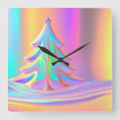 iriserende kerstboom vierkante klok (Voorkant)