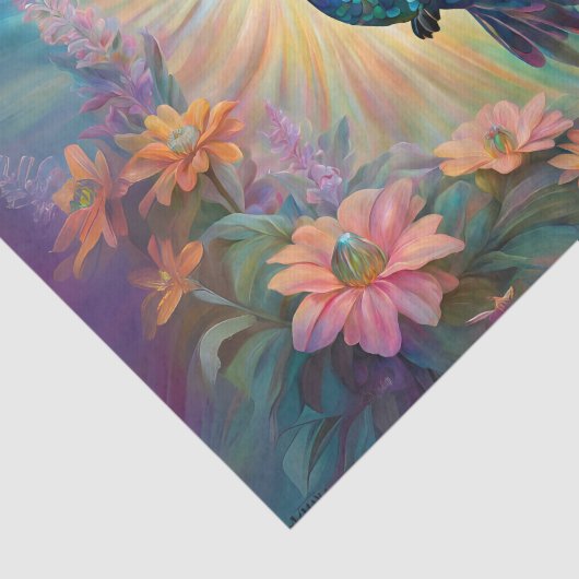 iriserende kolibriedecoupage tissuepapier (Detail)