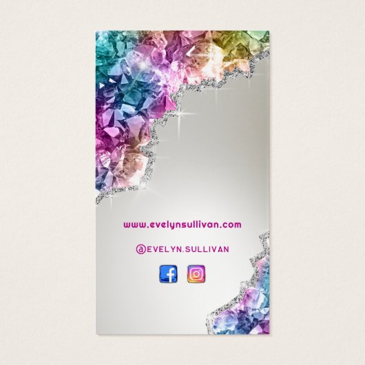 Iriserende kristallen bijsluiter visitekaartje (Achterkant)