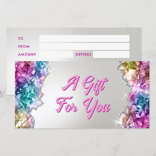 Iriserende kristallen cadeaubon (Voorkant / Achterkant)
