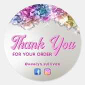 Iriserende kristallen dank u sticker (Voorkant)