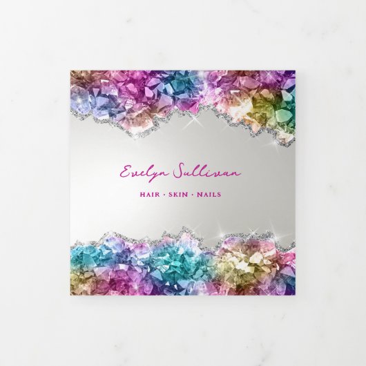 Iriserende kristallen drievoudige brochure drieluik kaart (Cover)