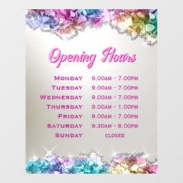 Iriserende kristallen Openingstijden Venster Cling Raamsticker