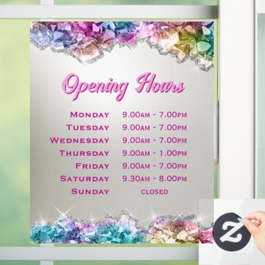 Iriserende kristallen Openingstijden Venster Cling Raamsticker (Huis)