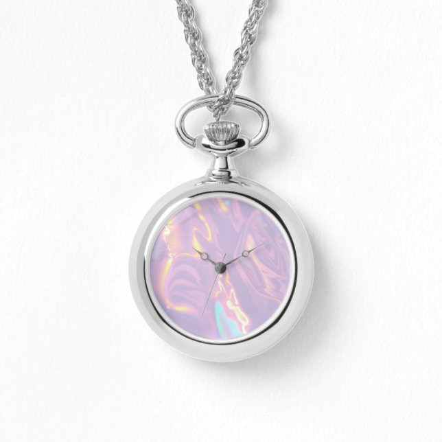 iriserende lavendel etherische Ketting horloge (Voorkant)