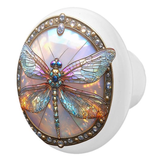 iriserende libel diamanten saffieren keramische knop (Rechts)