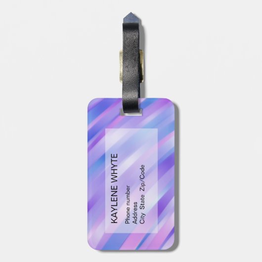 Iriserende linten gepersonaliseerd Bagagelabel (Achterkant verticaal)