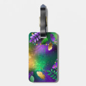 Iriserende mardi gras achtergrond met kralen bagagelabel (Achterkant verticaal)