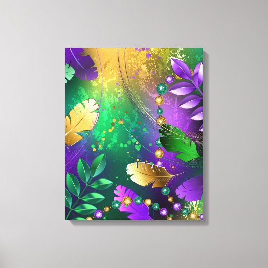 Iriserende mardi gras achtergrond met kralen canvas afdruk (Voorkant)