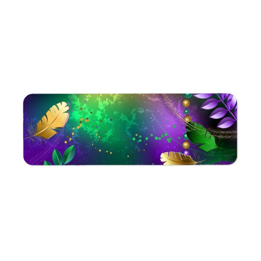 Iriserende mardi gras achtergrond met kralen etiket (Voorkant)