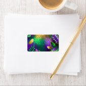 Iriserende mardi gras achtergrond met kralen etiket (Insitu)
