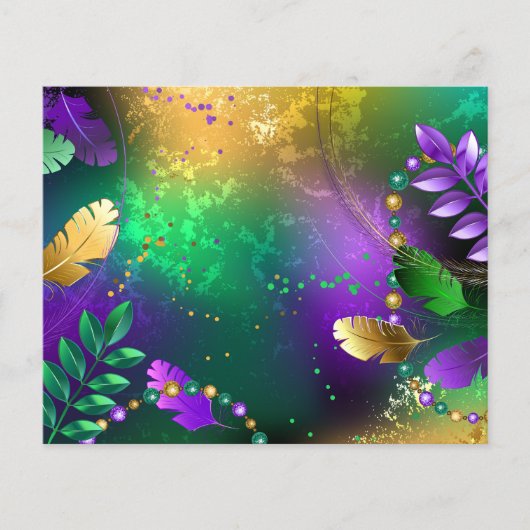 Iriserende mardi gras achtergrond met kralen flyer (Voorkant)
