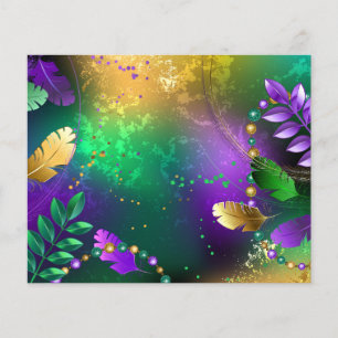 Iriserende mardi gras achtergrond met kralen flyer
