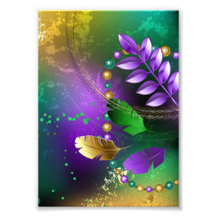 Iriserende mardi gras achtergrond met kralen foto afdruk