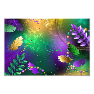 Iriserende mardi gras achtergrond met kralen foto afdruk